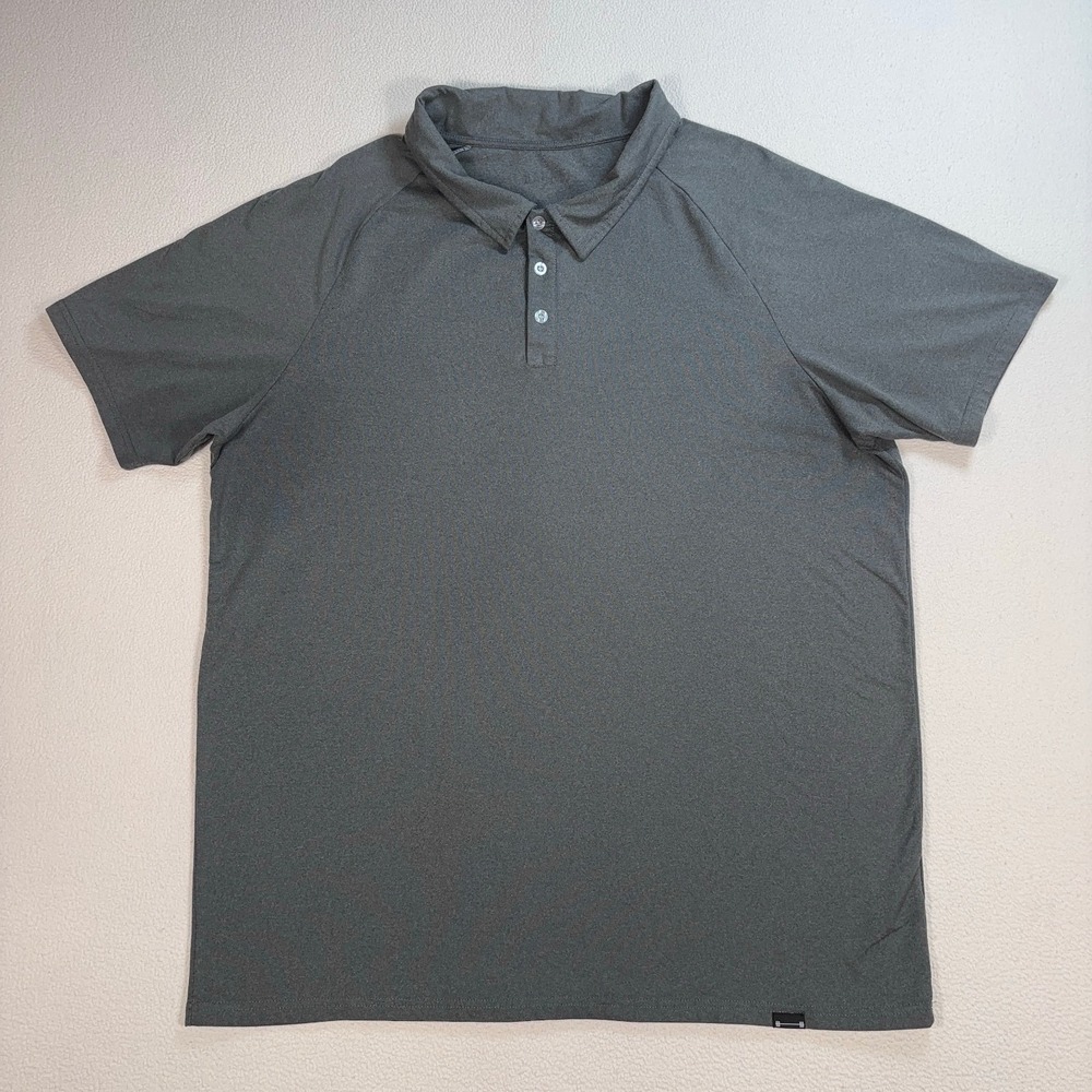 Barbell Apparel Polo Men's 2XL Gray Stretch Gym Workout Training Shirt *STAINS*